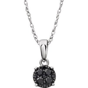 Black Diamond Pendant Necklace in Rhodium Plate 14k White Gold, 18" (1/5 Cttw)