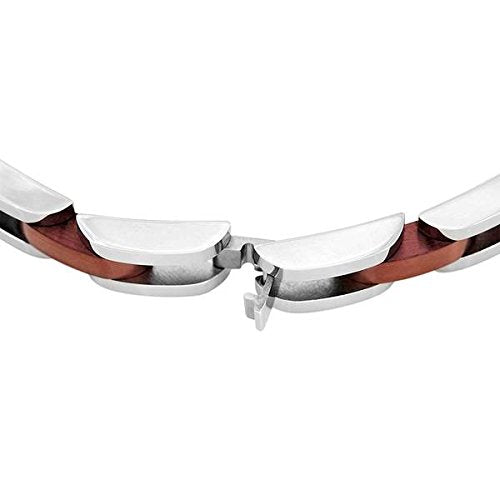 Men's Brown Ion Plated Link Bracelet, Stainless Steel, 8.5"