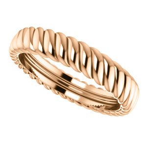 14k Rose Gold 3.75mm Comfort-Fit Rope Pattern Band, Size 4.5