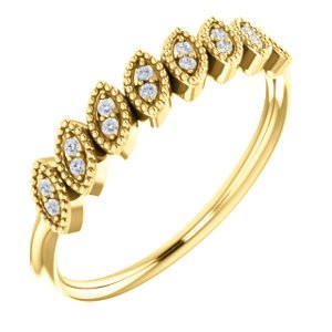 Slim-Profile Diamond Leaf Ring, 14k Yellow Gold (1/8 Ctw, Color GH, Clarity I1), Size 6
