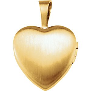 Milgrain Edge Heart with Cross 14k Yellow Gold-Plated Sterling Silver Locket (12.50X12.00 MM)