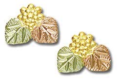 Grape Earrings, 10k Yellow Gold, 12k Green and Rose Gold Black Hills Gold Motif