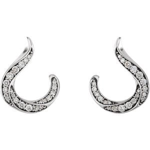 Platinum Diamond Crescent Earrings (.375 Ctw, GH Color, SI2-SI3 Clarity)