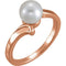 White Freshwater Cultured Pearl Ring, 14k Rose Gold (7.00-7.50 mm)