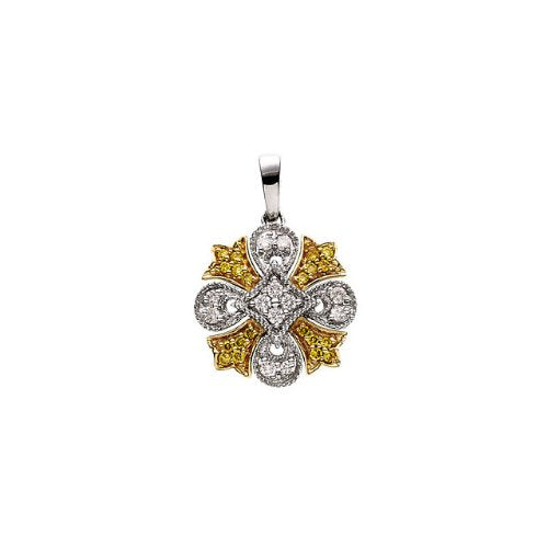 14k Yellow Gold .25 Cttw. Natural Yellow and White Diamonds Pendant