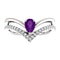Amethyst Pear and Diamond Chevron Sterling Silver Ring (.145 Ctw, G-H Color, I1 Clarity), Size 7.5