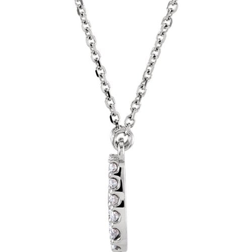 Diamond Initial 'U' Rhodium Plate 14K White Gold (1/8 Cttw, GH Color, I1 Clarity), 16.25"