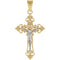 Two-Tone Filigree Crucifix 14k Yellow and White Gold Pendant (27X18MM)