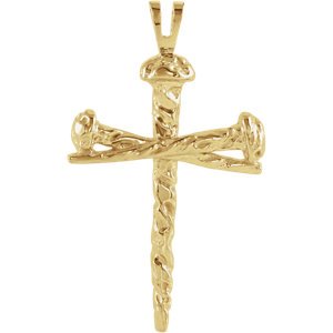 Nail Design Cross 18K Yellow Gold Pendant (26x18.20 MM)