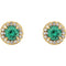 Chatham Created Emerald and Diamond Halo-Style Earrings, 14k Yellow Gold (5 MM) (.16 Ctw, G-H Color, I1 Clarity)