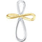 Two-Tone Infinity Cross 14k Yellow Gold and Sterling Silver Pendant (39X26.25 MM)