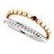 Rope Trim and Flat Granulated Bead Twin Stacking Ring, Rhodium-Plated 14k White and Rose Gold, Size 8.75