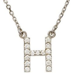 14k White Gold Diamond Alphabet Letter H Necklace (1/6 Cttw, GH Color, l1 Clarity), 16.25" to 18.50"