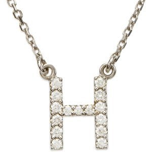 14k White Gold Diamond Alphabet Letter H Necklace (1/6 Cttw, GH Color, l1 Clarity), 16.25" to 18.50"