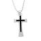 Men's Two-Tone, Black Ion Plated Cross Pendant Necklace , Stainless Steel, 23"