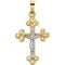 Small Two-Tone Budded Crucifix INRI Pendant, 14k Yellow and White Gold (19X14MM)