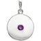 Round Amethyst Disc Pendant, Rhodium-Plated 14k White Gold