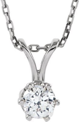 Diamond Solitaire Pendant Necklace, Rhodium Plate 14k White Gold, 18" (1/4 Ctw, GH Color, I1 Clarity)