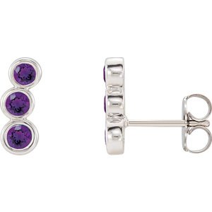 Platinum Amethyst Three-Stone Ear Climbers