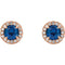 Chatham Created Blue Sapphire and Diamond Earrings, 14k Rose Gold (5 MM) (.16 Ctw, G-H Color, I1 Clarity)