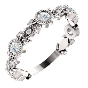 Platinum Diamond Vintage-Style Ring, Size 6.75