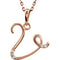 5-Stone Diamond Letter 'V' Initial 14k Rose Gold Pendant Necklace, 18" (.03 Cttw, GH, I1)