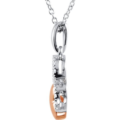 1/6 Ct Sterling Silver and Rose IP Diamond Heart Necklace, 18" (.15 Cttw, H+ Color, I2 Clarity)
