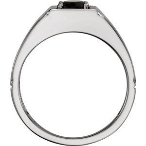 Men's Onyx Ring, Rhodium-Plated 14k White Gold, Size 11