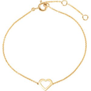 Heart Design Bracelet, 14k Yellow Gold, 7"