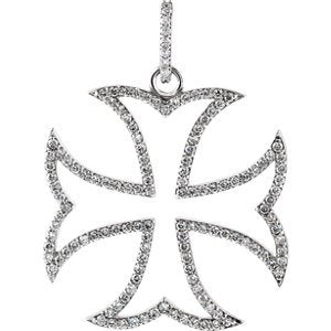 Diamond Maltese Cross 14k White Gold Pendant