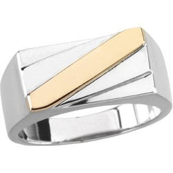 Sterling Silver with 14k Yellow Gold Two Tone Men's Band