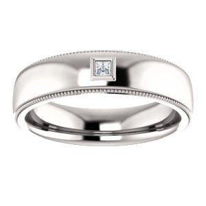 Men's Platinum Diamond 6mm Milgrain Band (.05 Ctw, Color G-H, SI2-SI3 Clarity) Size 11