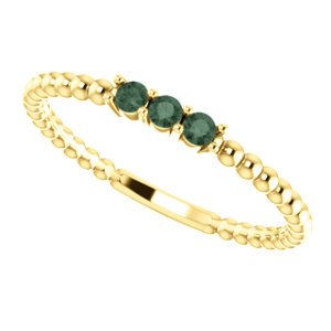 Chatham Created Alexandrite Beaded Ring, 14k Yellow Gold, Size 7.25