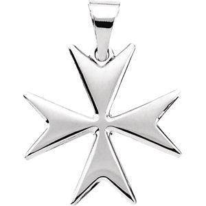 14k White Gold Maltese Cross Pendant