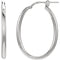 Oval Tube Hoop Earrings, Sterling Silver 22x28mm