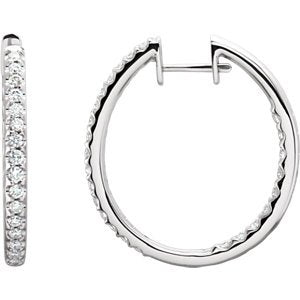 Diamond Inside-Outside Hoop Earrings, 14K White Gold (1 Ctw, Color G-I , Clarity I1 )