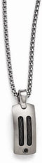 Edward Mirell Titanium Black Cable and Black Diamond with Sterling Silver Bezel Pendant Necklace, 20" (.06Ct)