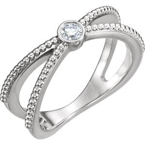 Bezel-Set Diamond Beaded Ring, Sterling Silver (.125 Ctw, G-H Color, I1 Clarity), Size 6