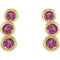 Pink Tourmaline Three-Stone Ear Climbers, 14k Yellow Gold