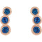 Chatham Created Blue Sapphire Three-Stone Ear Climbers, 14k Rose Gold