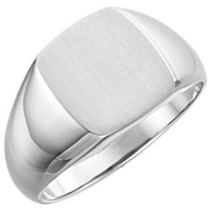 Men's Platinum Brushed Signet Ring (13x12mm)