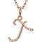 5-Stone Diamond Letter 'T' Initial 14k Rose Gold Pendant Necklace, 18" (.03 Cttw, GH, I1)