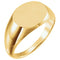 Men's Brushed Oval Signet Ring, 14k Yellow Gold (12x14 mm)