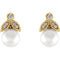 White Freshwater Cultured Pearl and Diamond Earrings, 14k Yellow Gold (6-6.5MM) (.07 Ctw, GH Color, I1 Clarity)