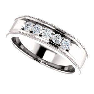 Men's Diamond Beaded Ring, Rhodium-Plated 14k White Gold (1 Ctw, Color G-H, SI2-SI3) Size 10