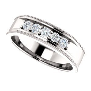 Platinum Men's Diamond Beaded Ring (.33 Ctw, Color G-H, SI2-SI3 Clarity) Size 10