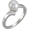 Platinum White Freshwater Cultured Pearl Ring (7.00-7.50 mm)