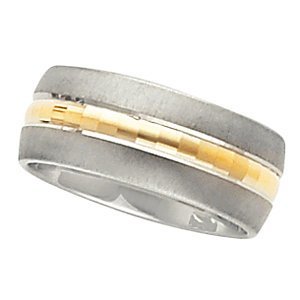 8mm 14k White and Rose Gold Two Tone Band, Size 9.5