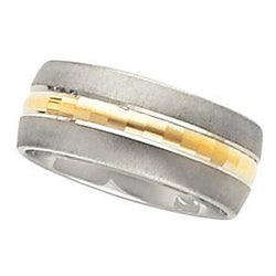 8mm 14k White and Yellow Gold Two Tone Wedding Band, Size 5.5