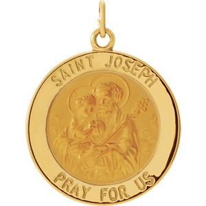 14k Yellow Gold Round St. Joseph Medal (22 MM)